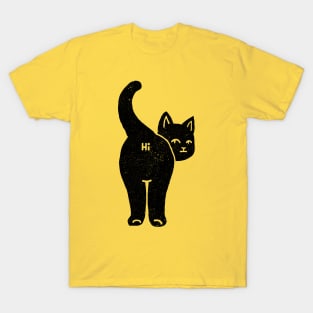 Hello Cat Butt Minimalist Black by Tobe Fonseca T-Shirt